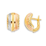 Huggie Earrings in 14K Tri-Color Gold