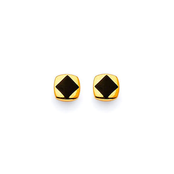 Stud Earrings with Onyx in 14K Gold and Butterfly Backing