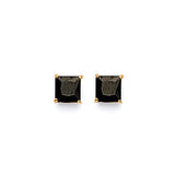 Solitaire Stud Earrings with Black CZ in 14K Gold and Butterfly Backing