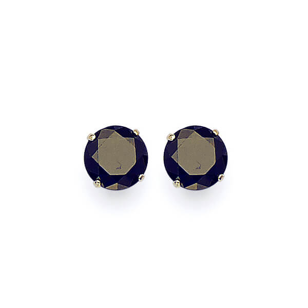 Solitaire Stud Earrings with Black CZ in 14K White Gold and Butterfly Backing