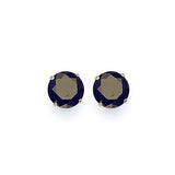 Solitaire Stud Earrings with Black CZ in 14K White Gold and Butterfly Backing