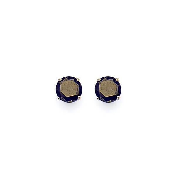 Solitaire Stud Earrings with Black CZ in 14K White Gold and Butterfly Backing