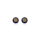 Solitaire Stud Earrings with Black CZ in 14K White Gold and Butterfly Backing