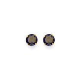 Solitaire Stud Earrings with Black CZ in 14K Gold and Butterfly Backing
