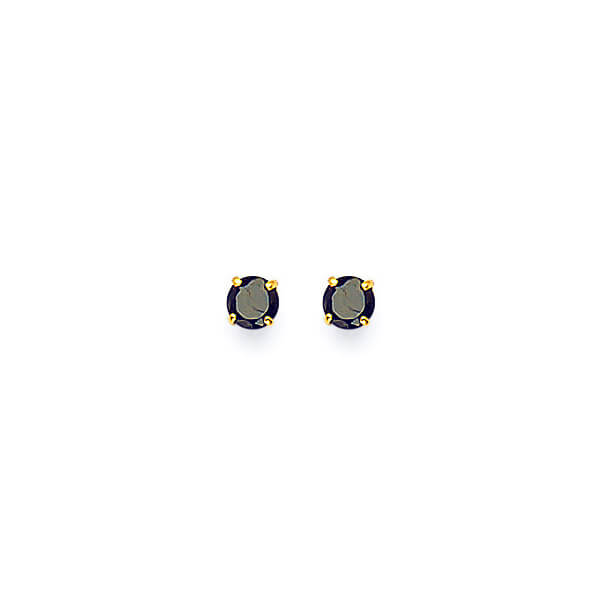 Solitaire Stud Earrings with Black CZ in 14K Gold and Butterfly Backing