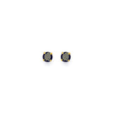 Solitaire Stud Earrings with Black CZ in 14K Gold and Butterfly Backing