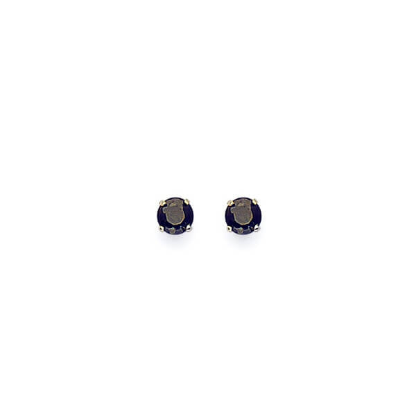 Solitaire Stud Earrings with Black CZ in 14K White Gold and Butterfly Backing