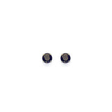 Solitaire Stud Earrings with Black CZ in 14K White Gold and Butterfly Backing