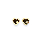 Heart Stud Earrings with Onyx in 14K Gold and Butterfly Backing