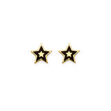 Star Stud Earrings with Onyx in 14K Gold and Butterfly Backing