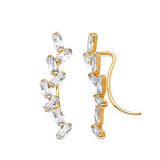 Crawler Earrings with White CZ in 14K Gold
