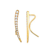Crawler Earrings with White CZ in 14K Gold