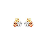 Flower Stud Earrings in 14K Tri-Color Gold and Butterfly Backing