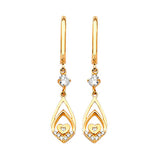 Heart Drop Earrings with White CZ in 14K Gold