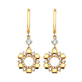Drop Earrings with White CZ in 14K Gold