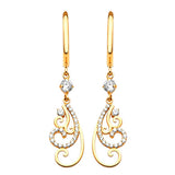 Drop Earrings with White CZ in 14K Gold