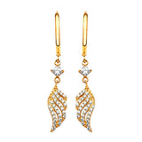 Drop Earrings with White CZ in 14K Gold