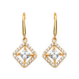 Drop Earrings with White CZ in 14K Gold