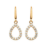 Drop Earrings with White CZ in 14K Gold