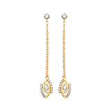 Drop Earrings with White CZ in 14K Gold and Butterfly Backing