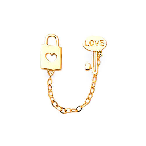 Key Dangling Earrings in 14K Gold and Butterfly Backing