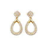 Drop Earrings with White CZ in 14K Gold and Butterfly Backing