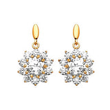Drop Earrings with White CZ in 14K Gold and Butterfly Backing