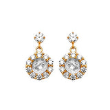 Drop Earrings with White CZ in 14K Gold and Butterfly Backing