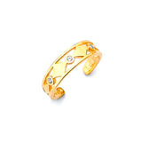 White CZ Toe Ring in 14K Gold