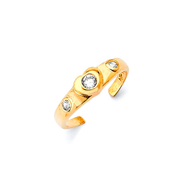 White CZ Heart Toe Ring in 14K Gold