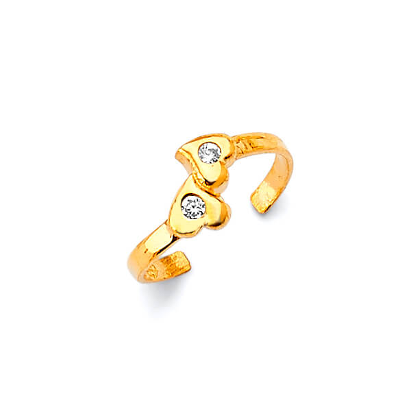 White CZ Heart Toe Ring in 14K Gold