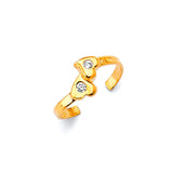 White CZ Heart Toe Ring in 14K Gold