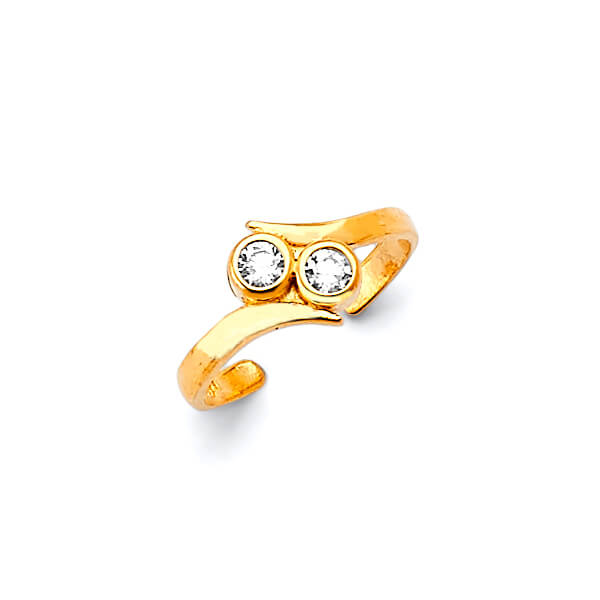 White CZ Toe Ring in 14K Gold