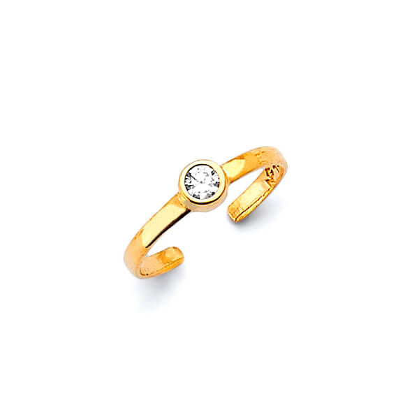 White CZ Toe Ring in 14K Gold