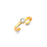 White CZ Toe Ring in 14K Gold