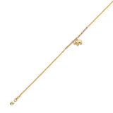 Adjustable Elephant Charm Anklet in 14K Tri Color Gold