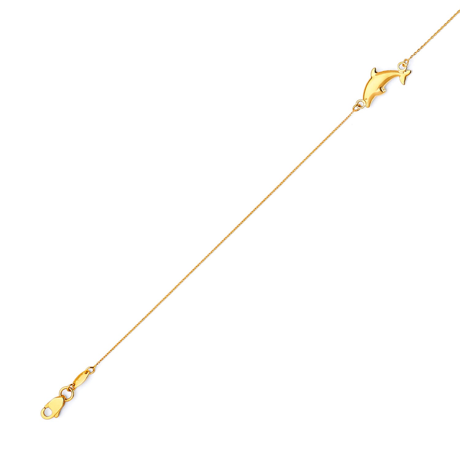 Adjustable Dolphin Link Anklet in 14K Gold