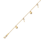 Adjustable Heart Charm Anklet in 14K Gold