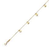 Adjustable Heart Link Anklet in 14K Gold