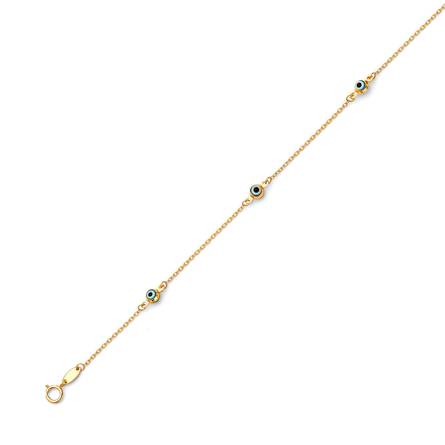 Adjustable Eye Link Anklet in 14K Gold