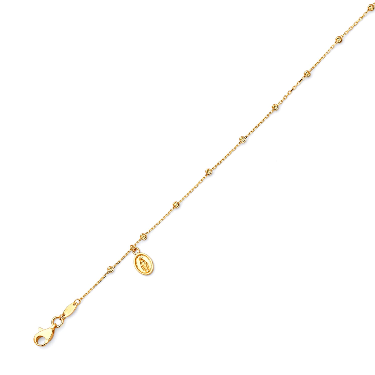 Adjustable Guadalupe Charm Anklet in 14K Gold