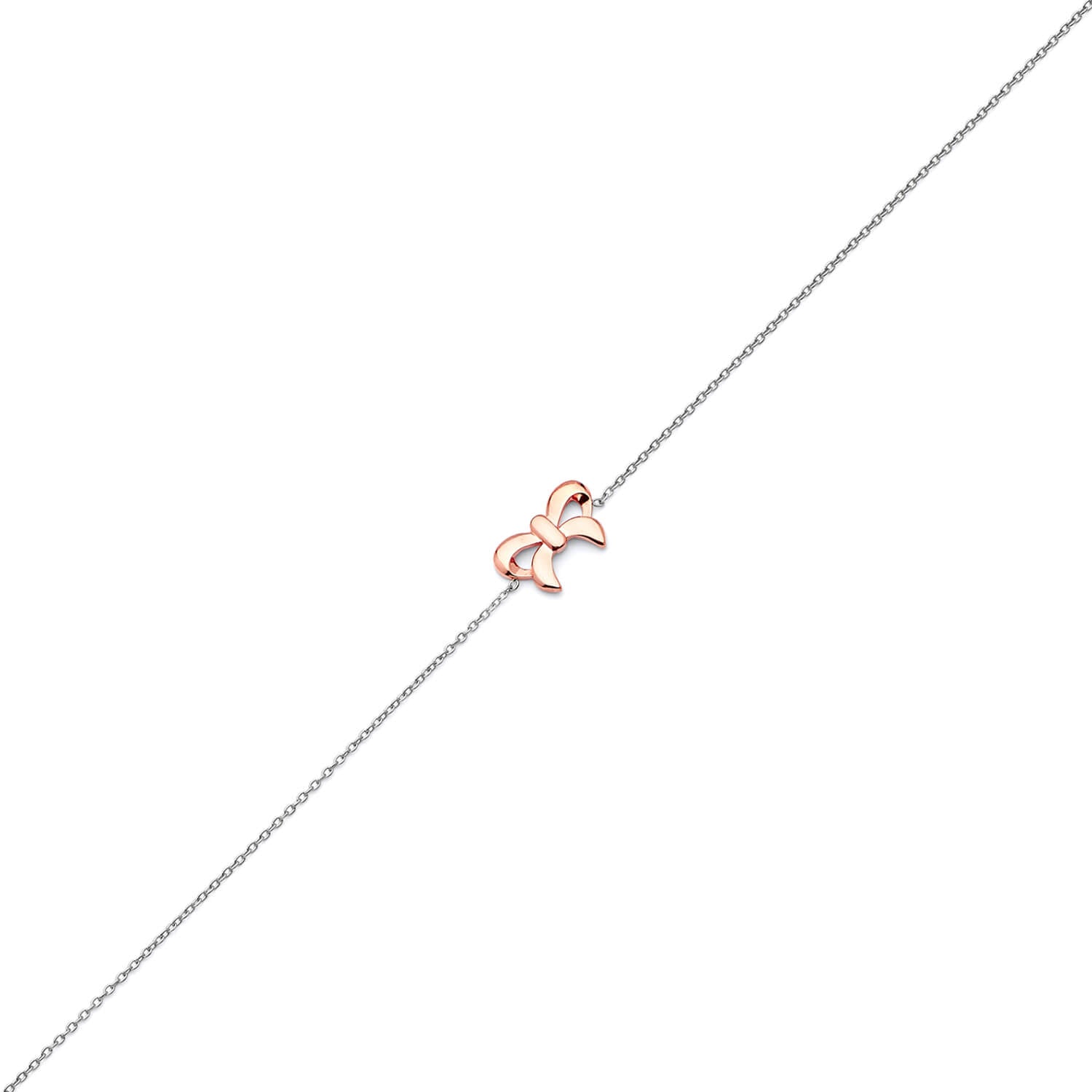 Adjustable Ribbon Link Anklet in 14K Two Tone Gold