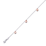 Adjustable Heart Charm Anklet in 14K Two Tone Gold