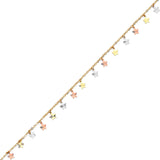Adjustable Star Charm Anklet in 14K Tri Color Gold