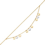 Adjustable Heart Charm Anklet in 14K Two Tone Gold