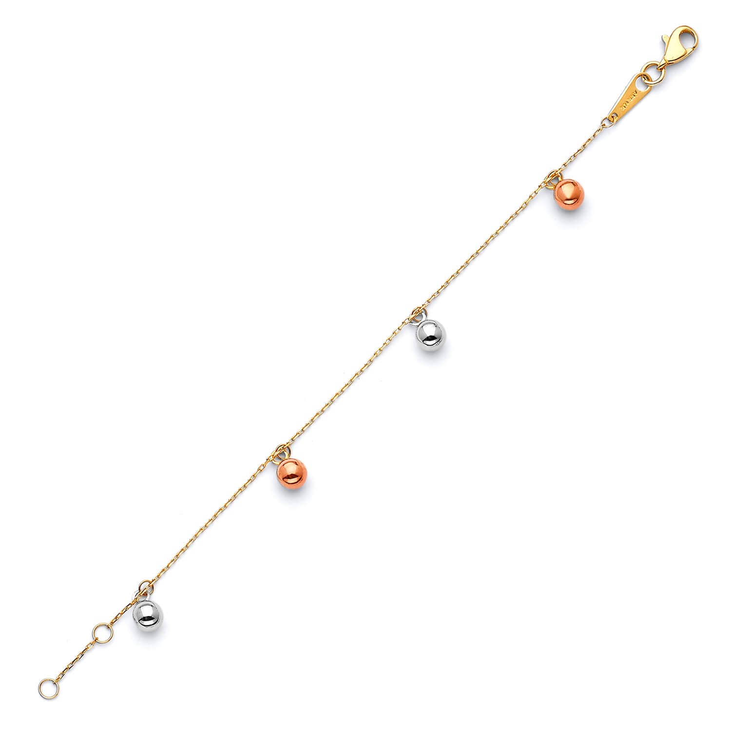 Kids Charm Bracelet In 14K Tri-Color Gold