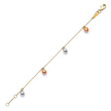 Kids Charm Bracelet In 14K Tri-Color Gold