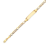 Figaro Kids ID Bracelet In 14K Two-Tone Gold