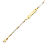 Figaro Kids ID Bracelet In 14K Two-Tone Gold