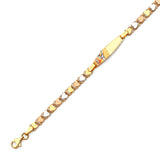Mexican Kids Border ID Bracelet In 14K Tri-Color Gold